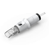 Quelle Tattoo Needle Cartridges Round Magnum Softedge RM. Single white cartridge with transparent tip, showing needle arrangement.